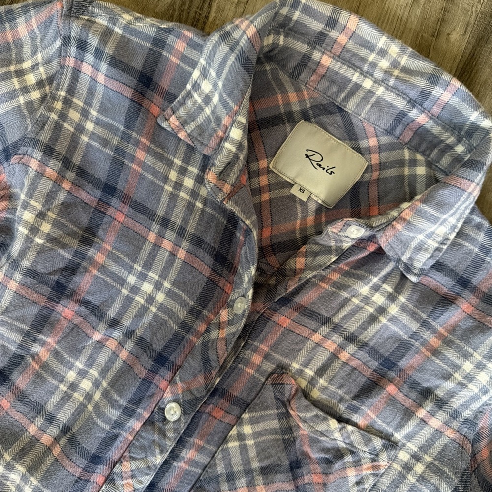 Rails Women's Hunter Plaid Flannel Button Down Shirt XS Hunter Coast Peony
